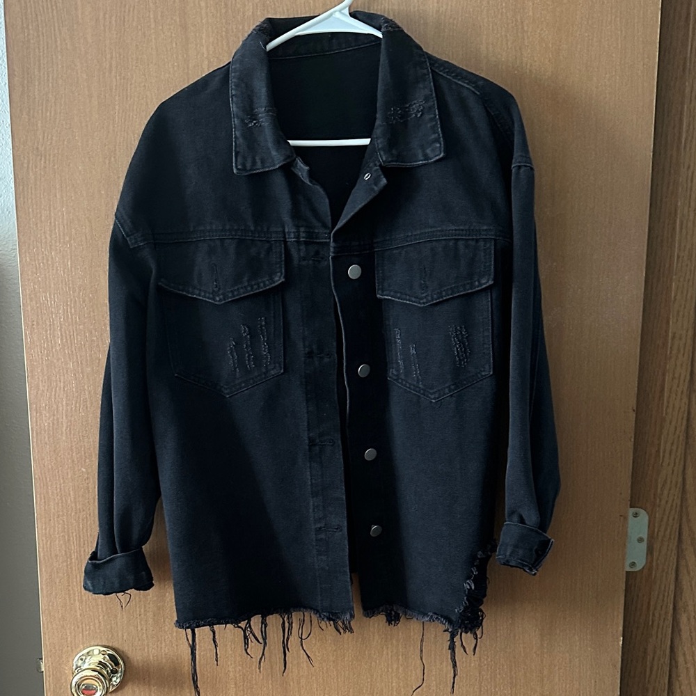 Black Distressed Denim Jacket